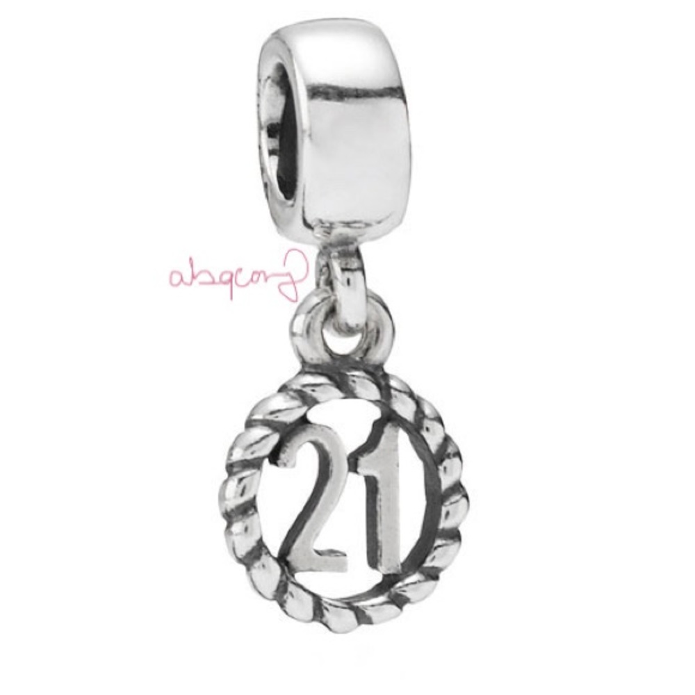 Pandora 790496 Sterling Silver 21st Birthday Dangle EUC Charm